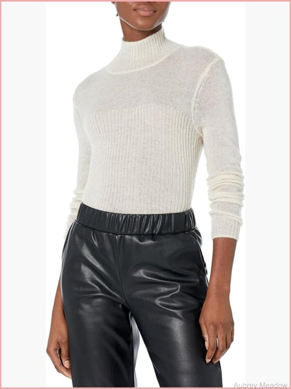 Fitted Turtleneck Sweater in Wool Mohair Blend